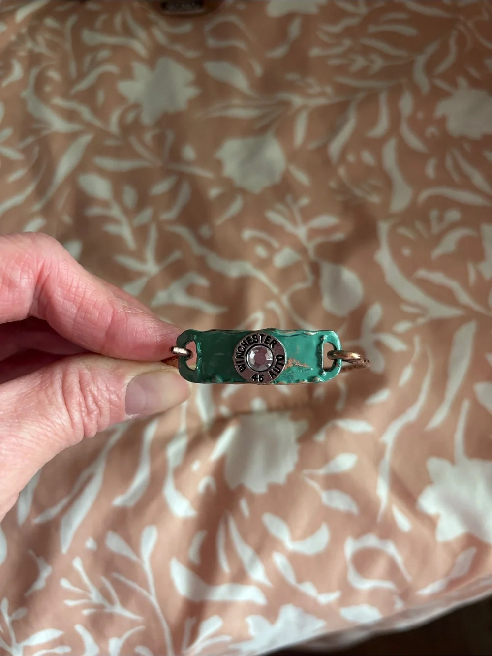 Green Enamel ID Bracelet with Center Accent